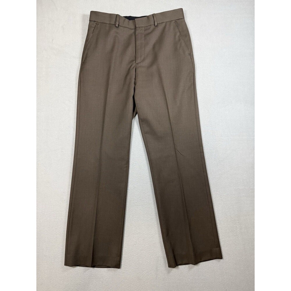 Banana Republic Mens 32x32 Pants Brown 100% Wool Flat Front Dress Trousers